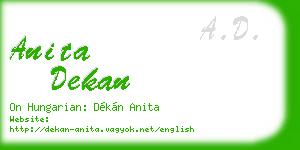 anita dekan business card